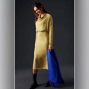 Anthropologie Daily Practice Arabella Moss Green Drapey Midi Sweater Dress Large